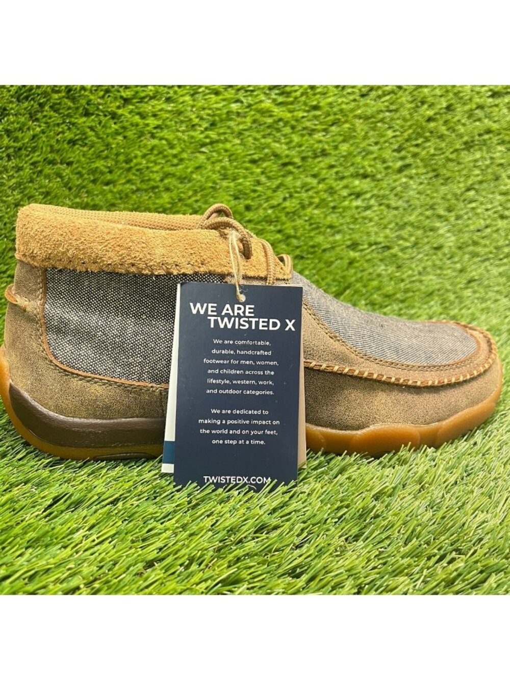 Twisted X ECO TWX Mens Size 8.5 Gray Brown Lace Up Driving Moc Chukka Boots